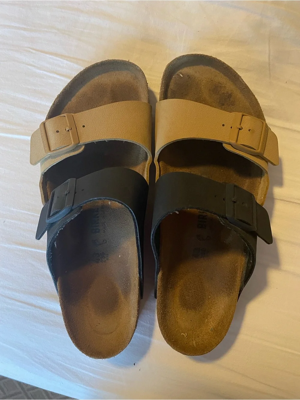 Birkenstock Arizona Two-Color Two-Strap Sandals - Black & Brown